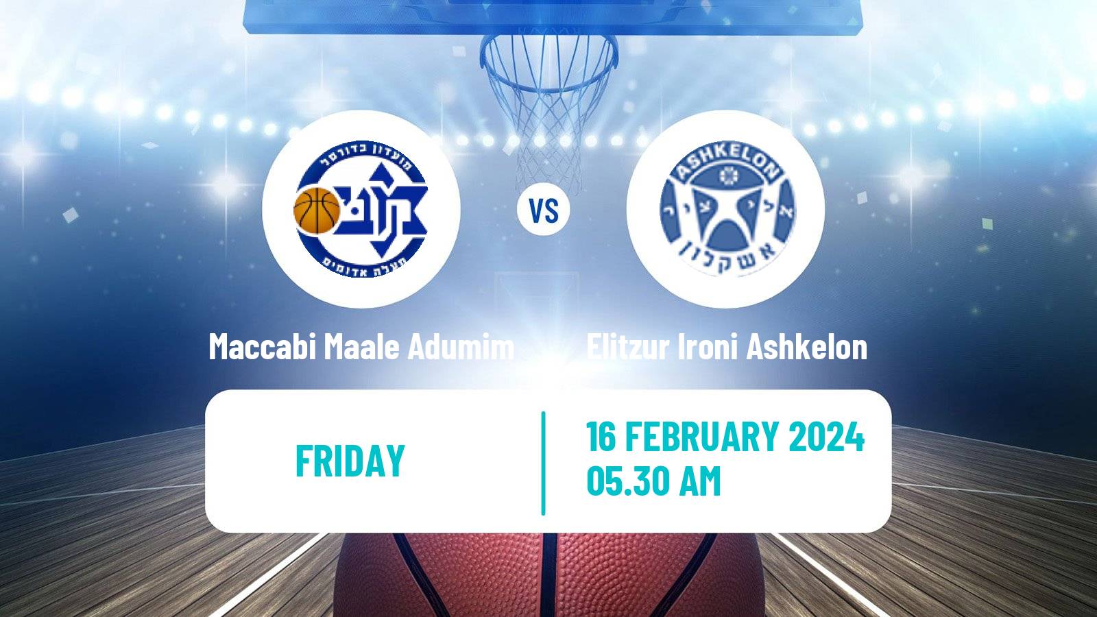 Basketball Israeli Liga Leumit Basketball Maccabi Maale Adumim - Elitzur Ironi Ashkelon