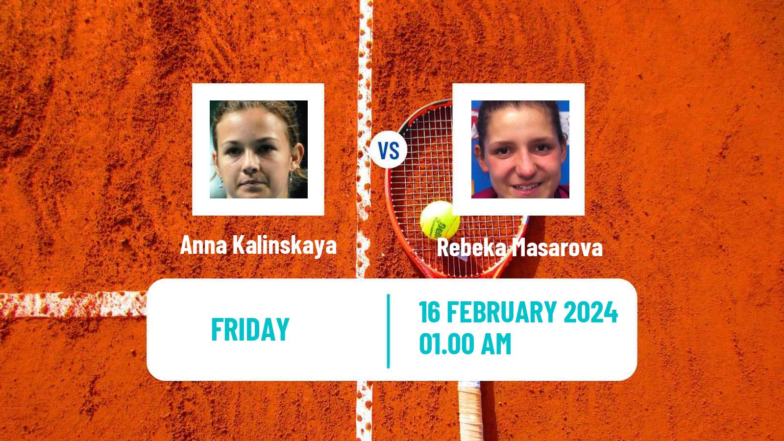 Tennis WTA Dubai Anna Kalinskaya - Rebeka Masarova