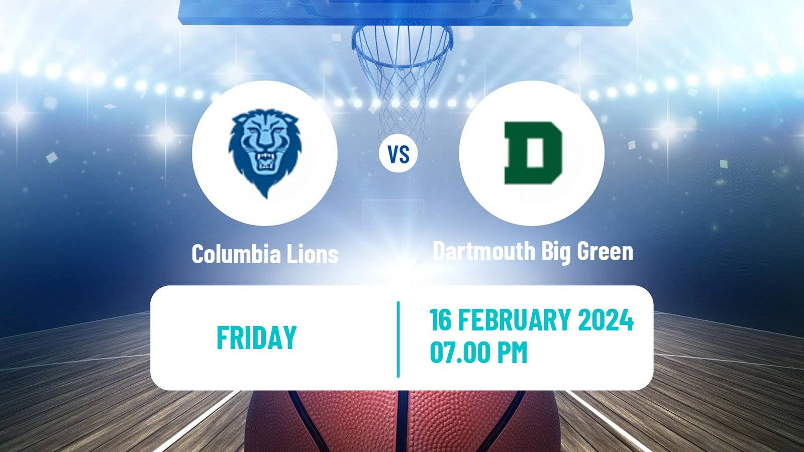 Basketball NCAA College Basketball Columbia Lions - Dartmouth Big Green