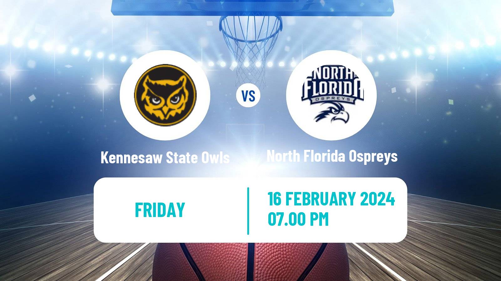 Basketball NCAA College Basketball Kennesaw State Owls - North Florida Ospreys