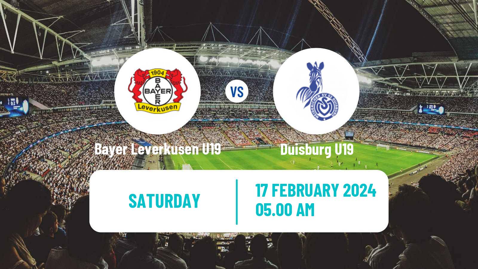 Soccer German Junioren Bundesliga West Bayer Leverkusen U19 - Duisburg U19