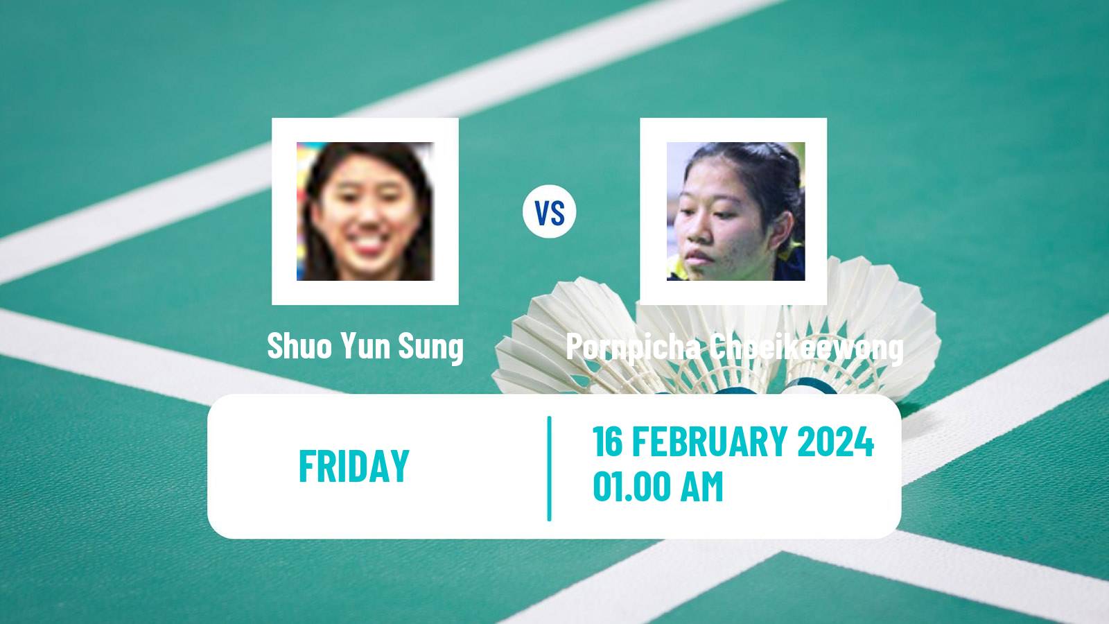 Badminton BWF Asia Championships Teams Women Shuo Yun Sung - Pornpicha Choeikeewong
