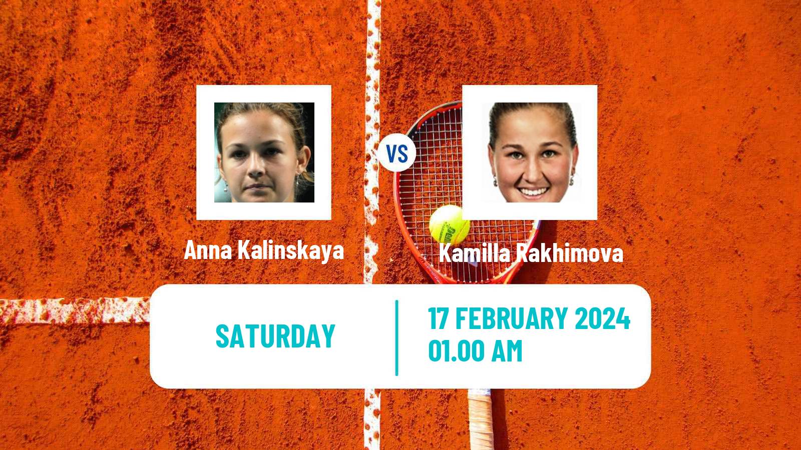 Tennis WTA Dubai Anna Kalinskaya - Kamilla Rakhimova