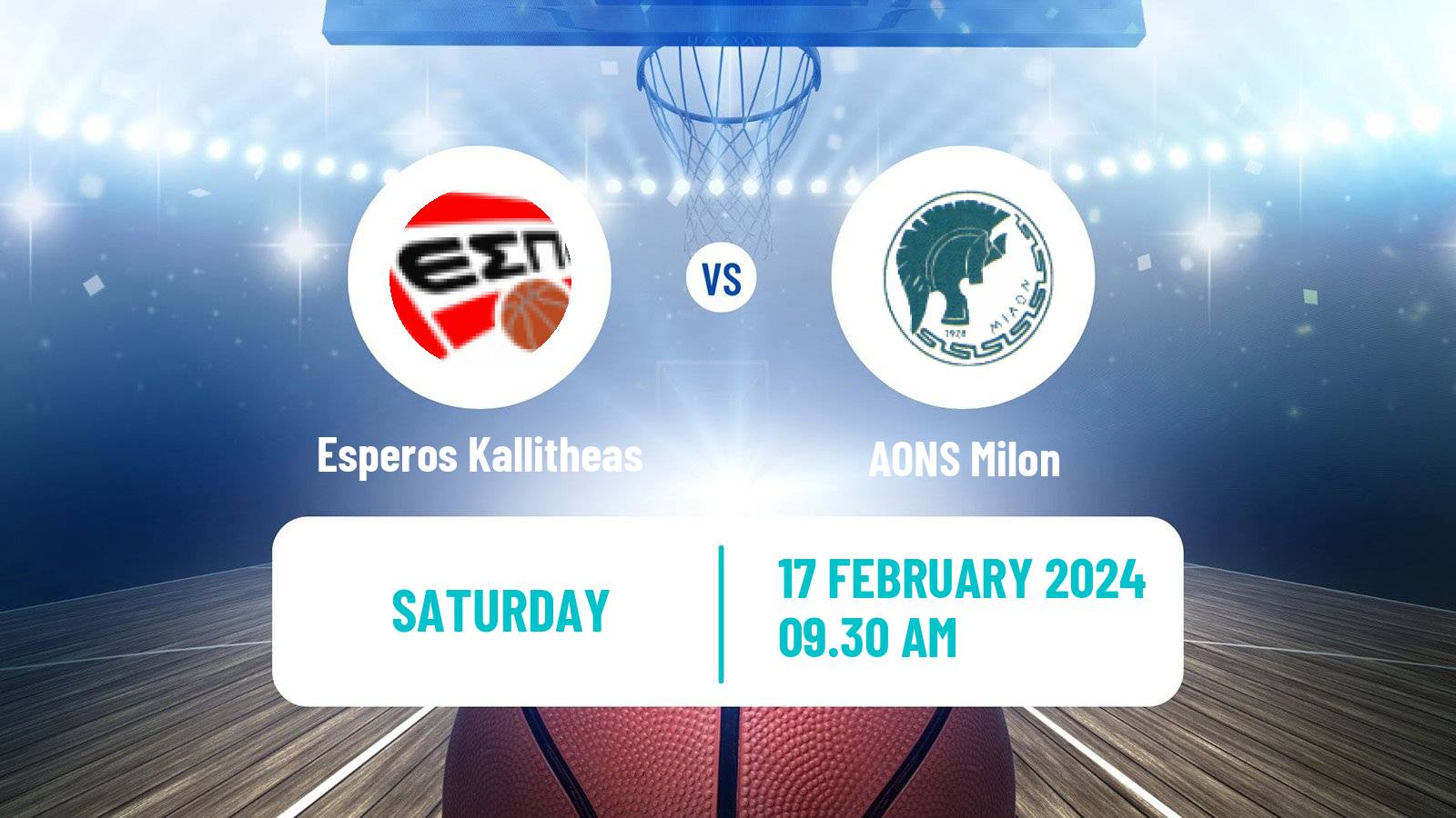 Basketball Greek Elite League Basketball Esperos Kallitheas - AONS Milon