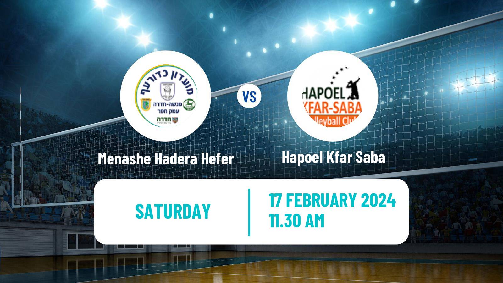 Volleyball Israeli Premier League Volleyball Menashe Hadera Hefer - Hapoel Kfar Saba
