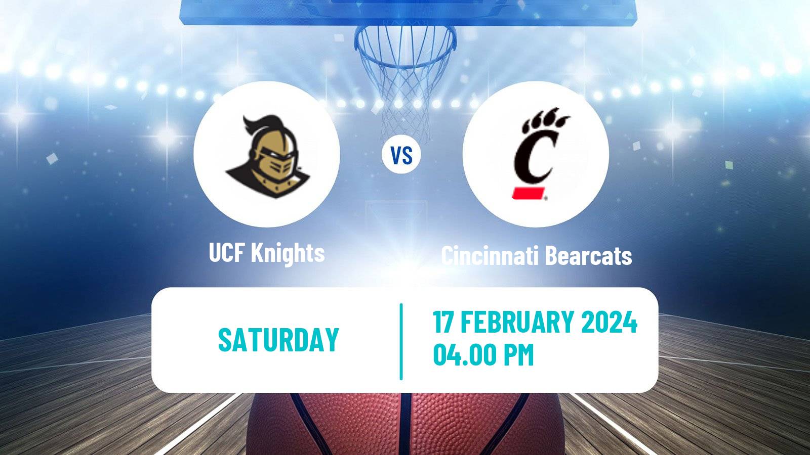 Basketball NCAA College Basketball UCF Knights - Cincinnati Bearcats