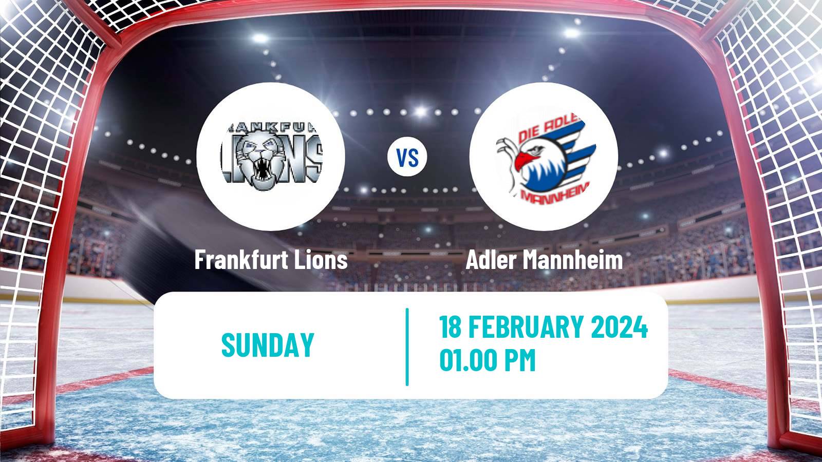Hockey German Ice Hockey League Frankfurt Lions - Adler Mannheim