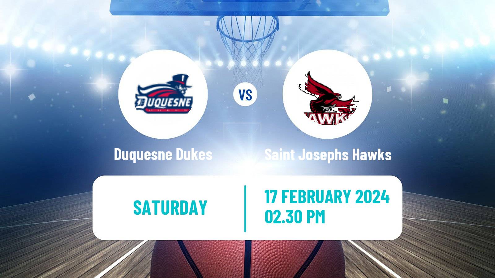 Basketball NCAA College Basketball Duquesne Dukes - Saint Josephs Hawks