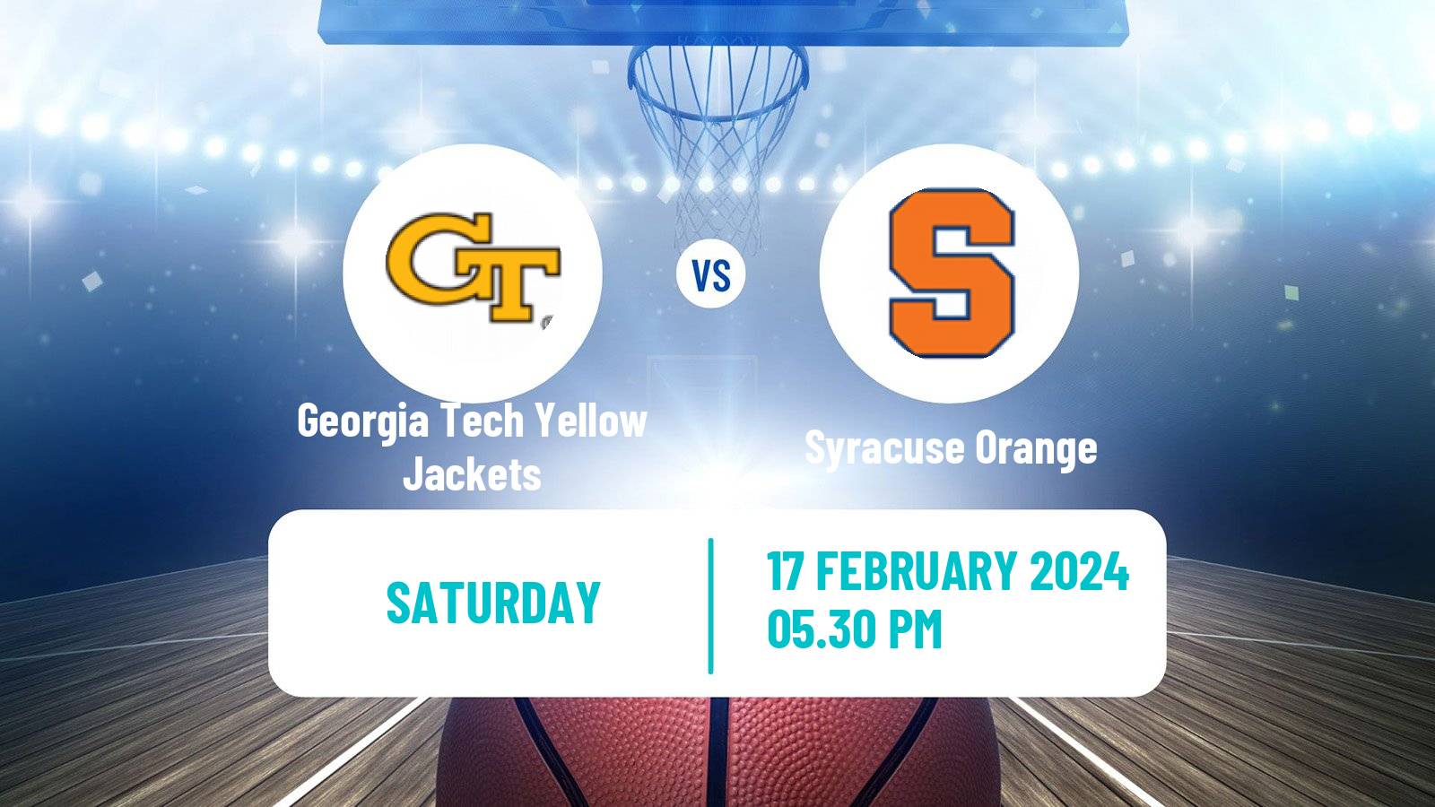 Basketball NCAA College Basketball Georgia Tech Yellow Jackets - Syracuse Orange