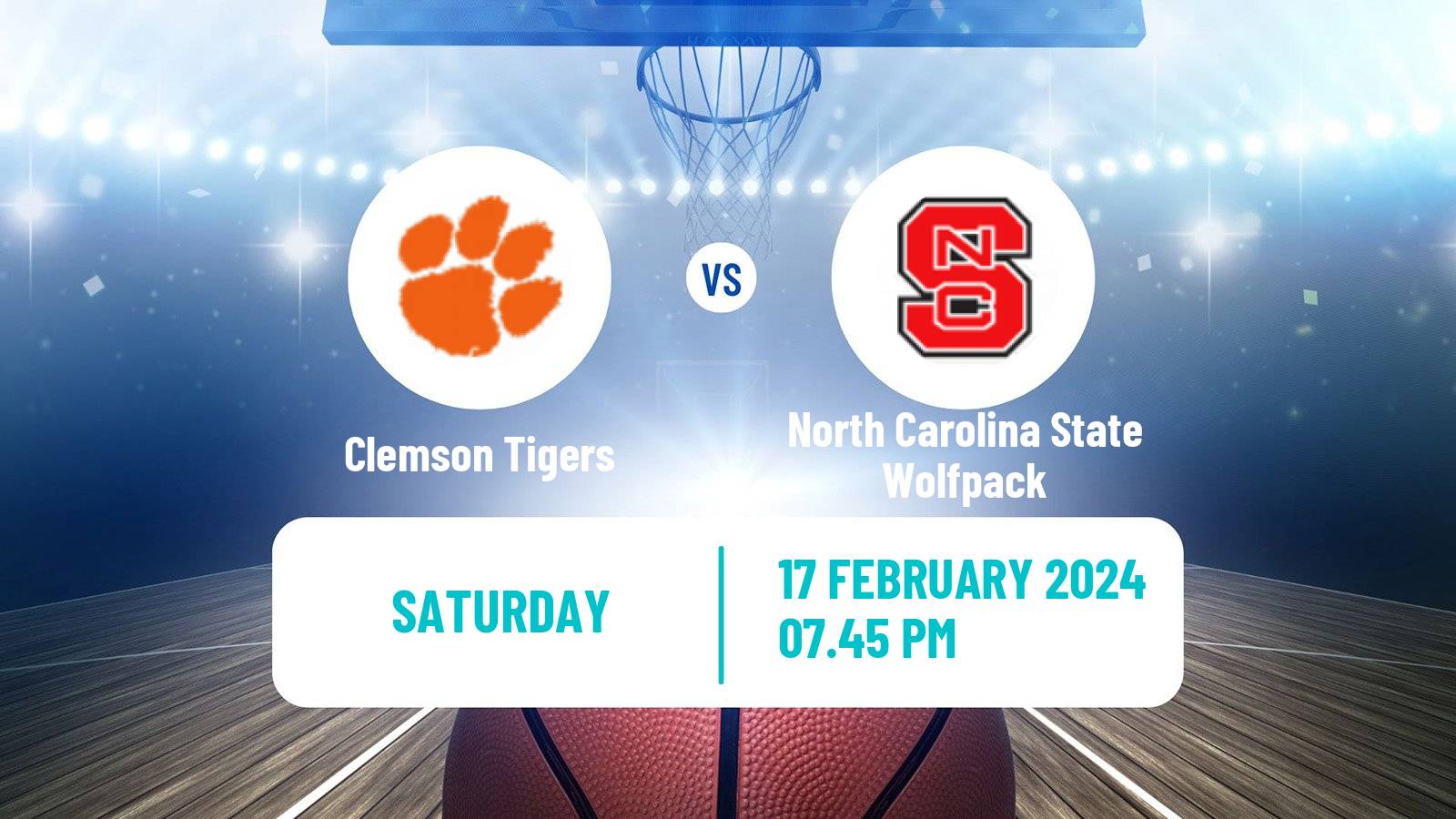 Basketball NCAA College Basketball Clemson Tigers - North Carolina State Wolfpack