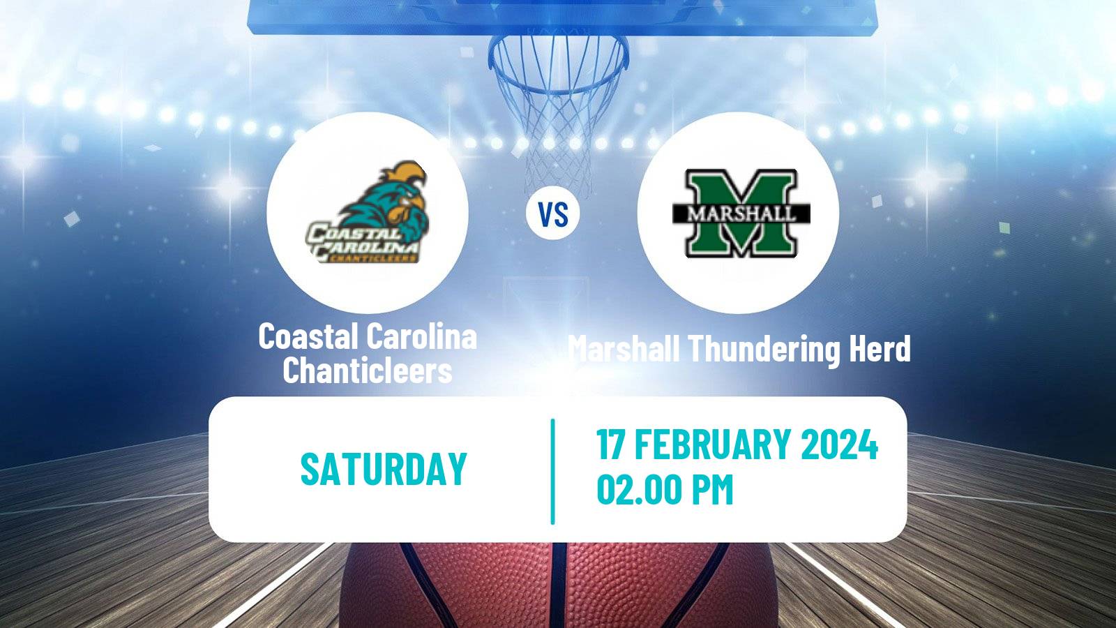 Basketball NCAA College Basketball Coastal Carolina Chanticleers - Marshall Thundering Herd