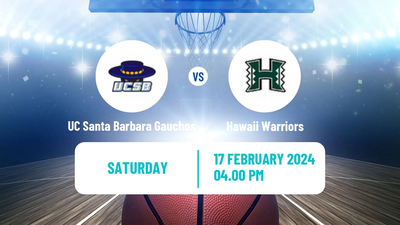 Basketball NCAA College Basketball UC Santa Barbara Gauchos - Hawaii Warriors