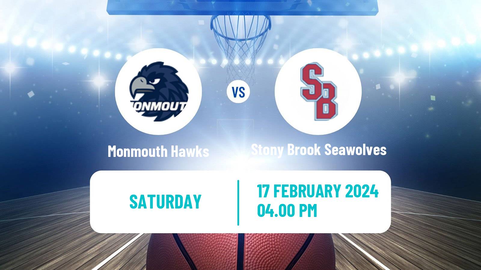 Basketball NCAA College Basketball Monmouth Hawks - Stony Brook Seawolves