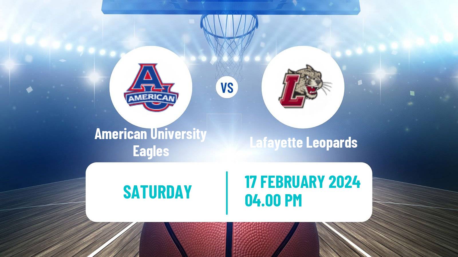 Basketball NCAA College Basketball American University Eagles - Lafayette Leopards