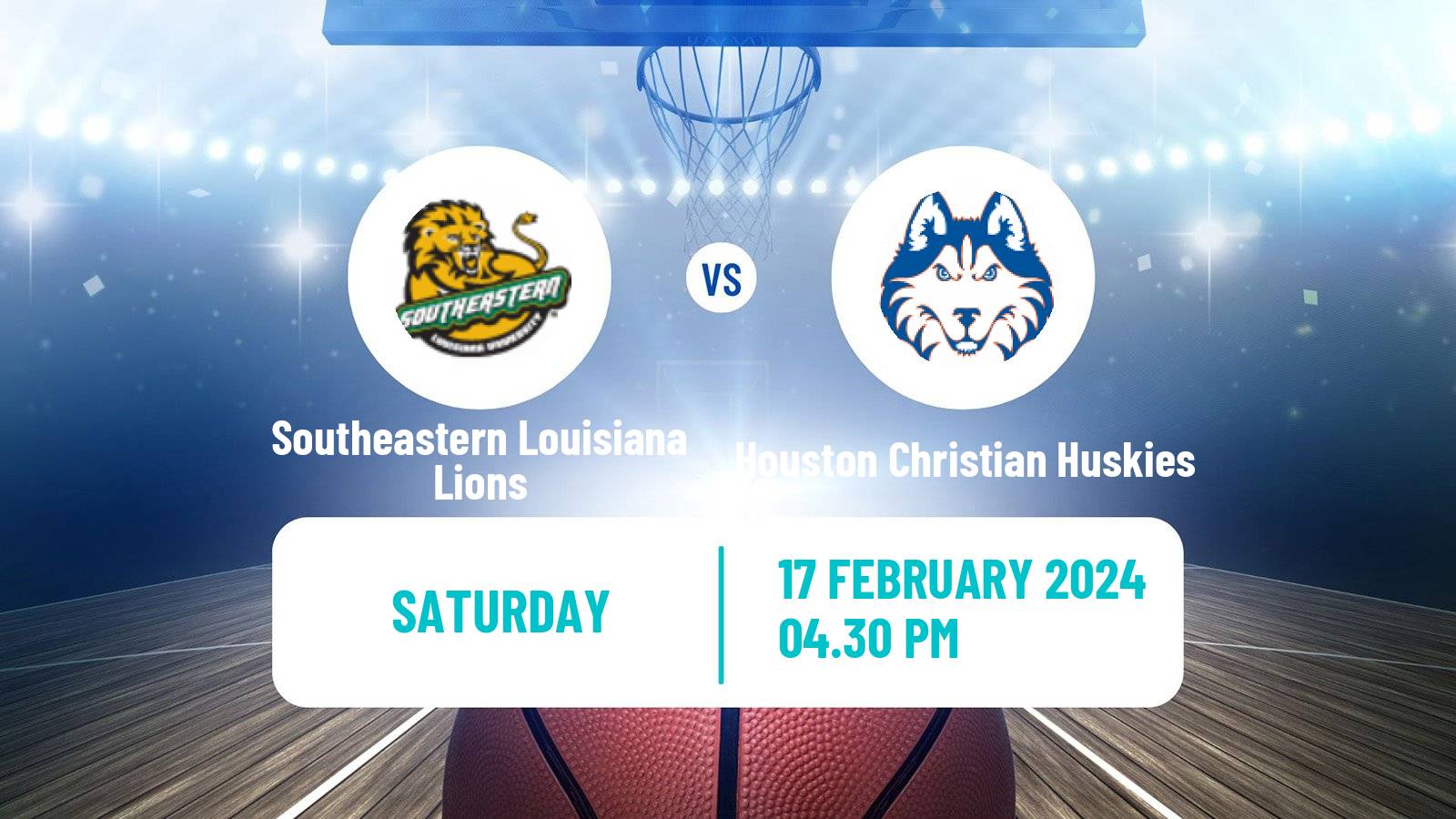 Basketball NCAA College Basketball Southeastern Louisiana Lions - Houston Christian Huskies