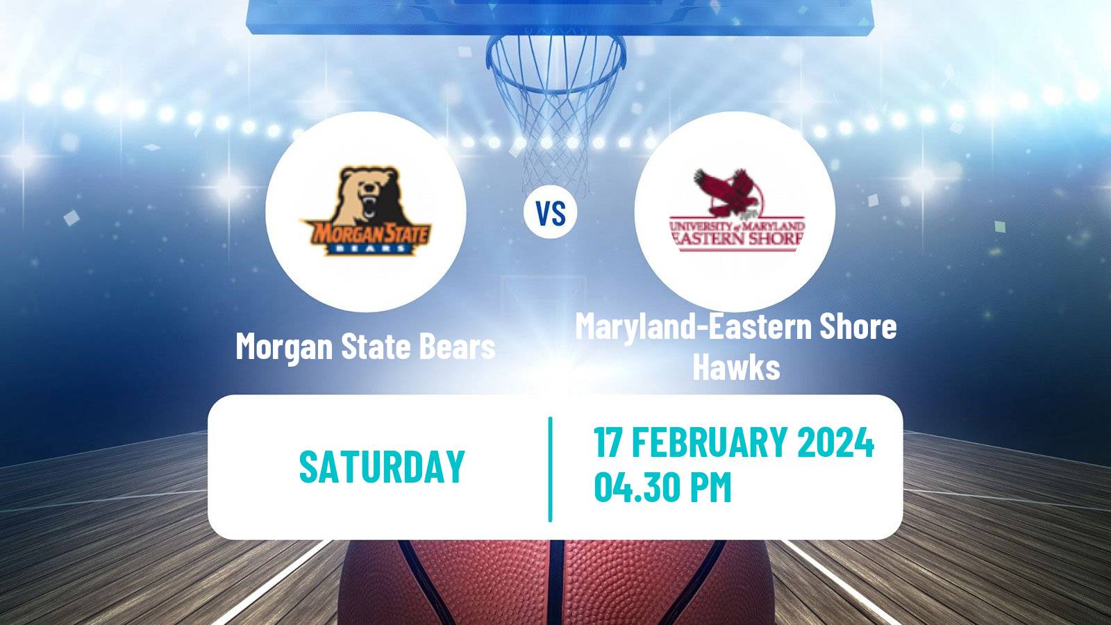 Basketball NCAA College Basketball Morgan State Bears - Maryland-Eastern Shore Hawks