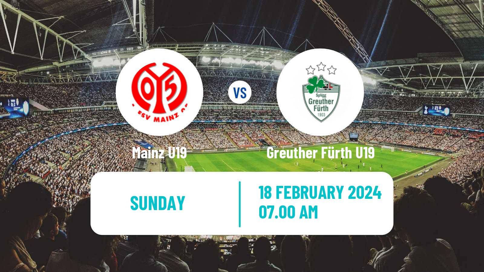 Soccer German Junioren Bundesliga South Mainz U19 - Greuther Fürth U19