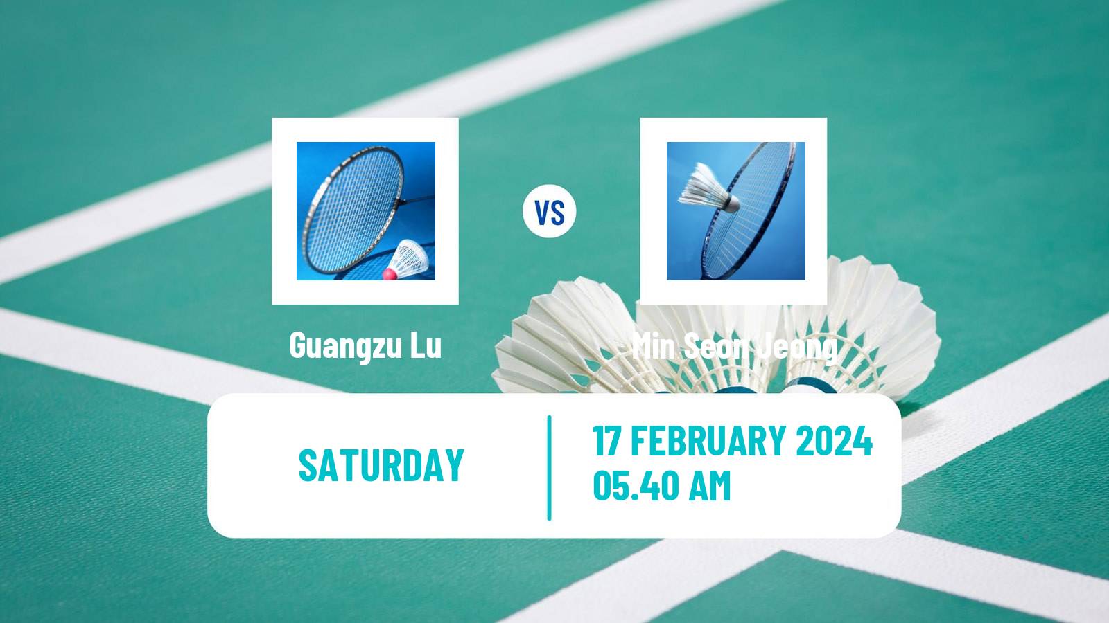 Badminton BWF Asia Championships Teams Men Guangzu Lu - Min Seon Jeong