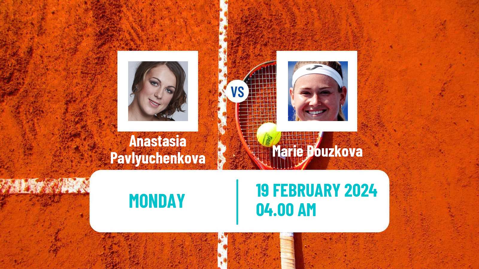 Tennis WTA Dubai Anastasia Pavlyuchenkova - Marie Bouzkova