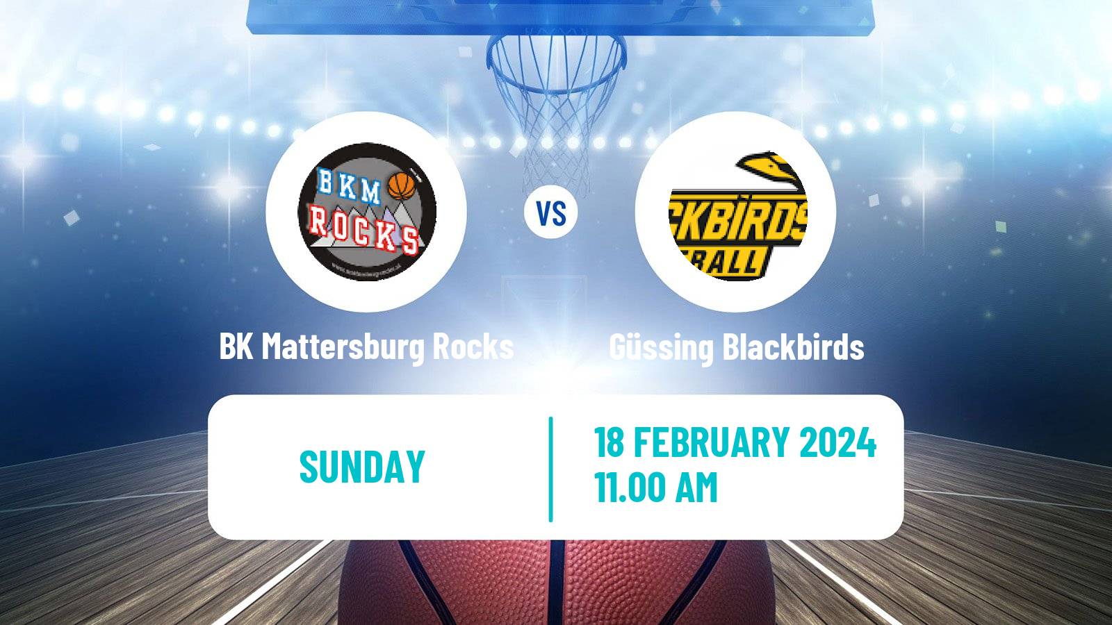 Basketball Austrian Zweite Liga Basketball BK Mattersburg Rocks - Güssing Blackbirds