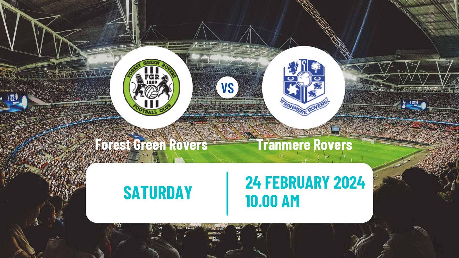 Soccer English League Two Forest Green Rovers - Tranmere Rovers