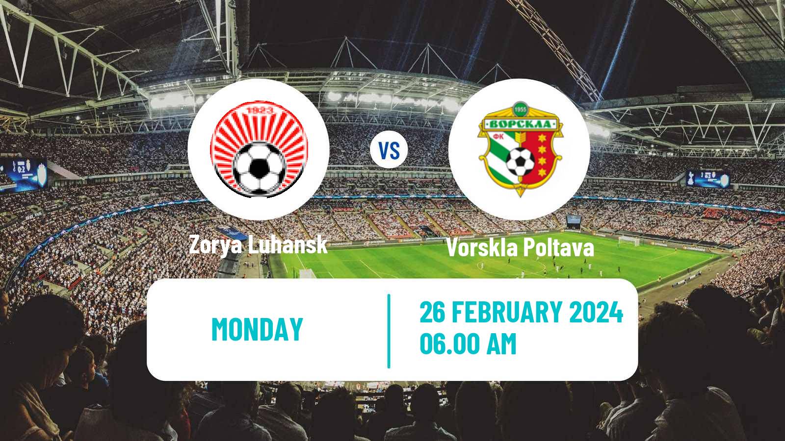 Soccer Ukrainian Premier League Zorya Luhansk - Vorskla Poltava