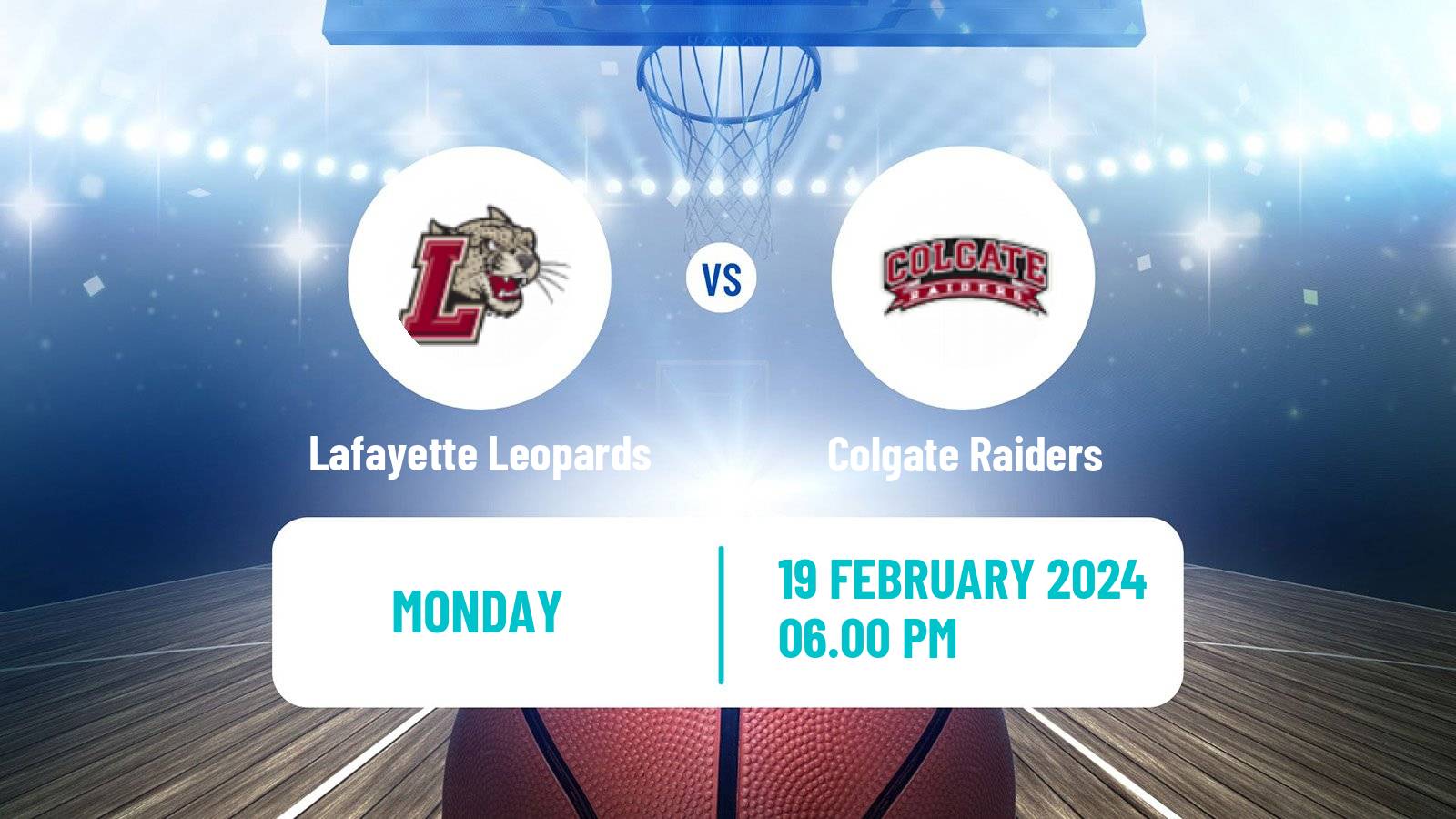 Basketball NCAA College Basketball Lafayette Leopards - Colgate Raiders