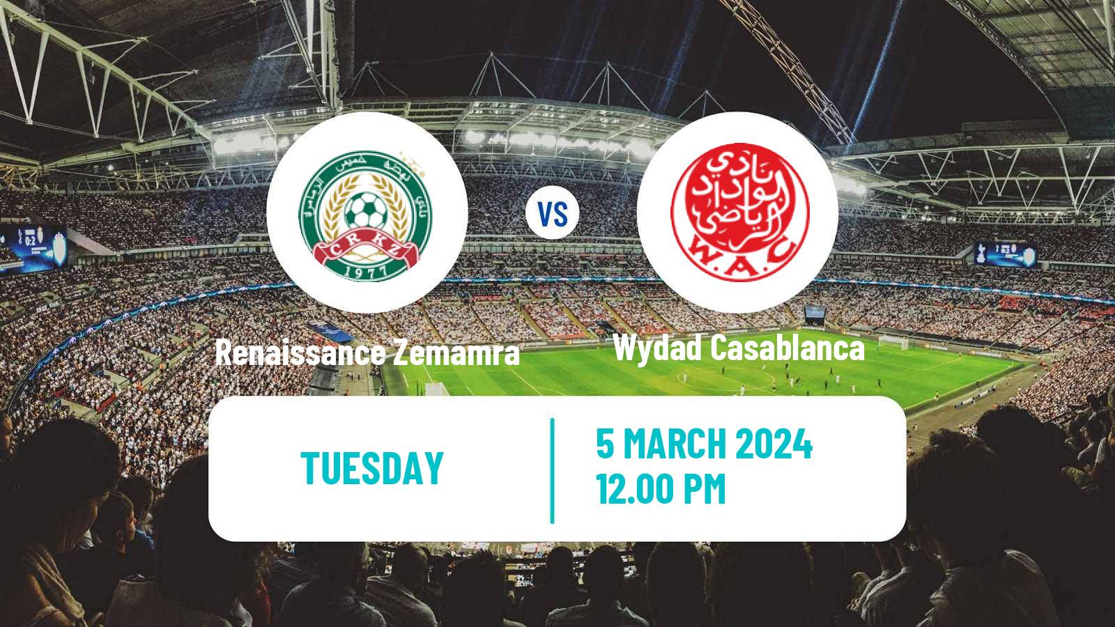 Soccer Moroccan Botola Renaissance Zemamra - Wydad Casablanca