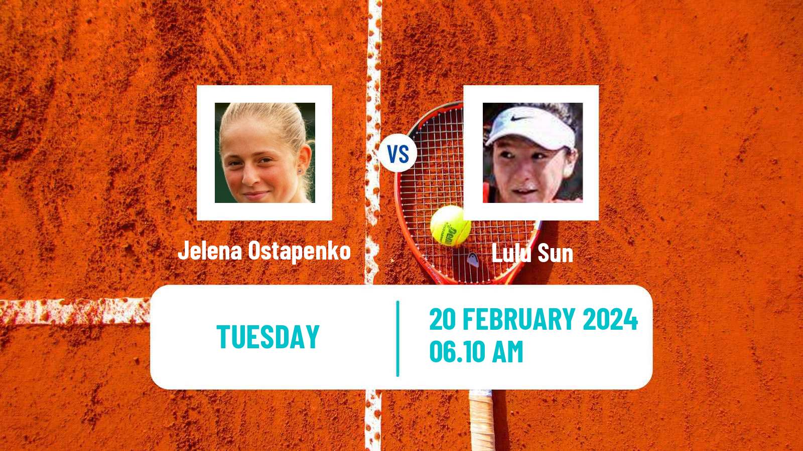Tennis WTA Dubai Jelena Ostapenko - Lulu Sun