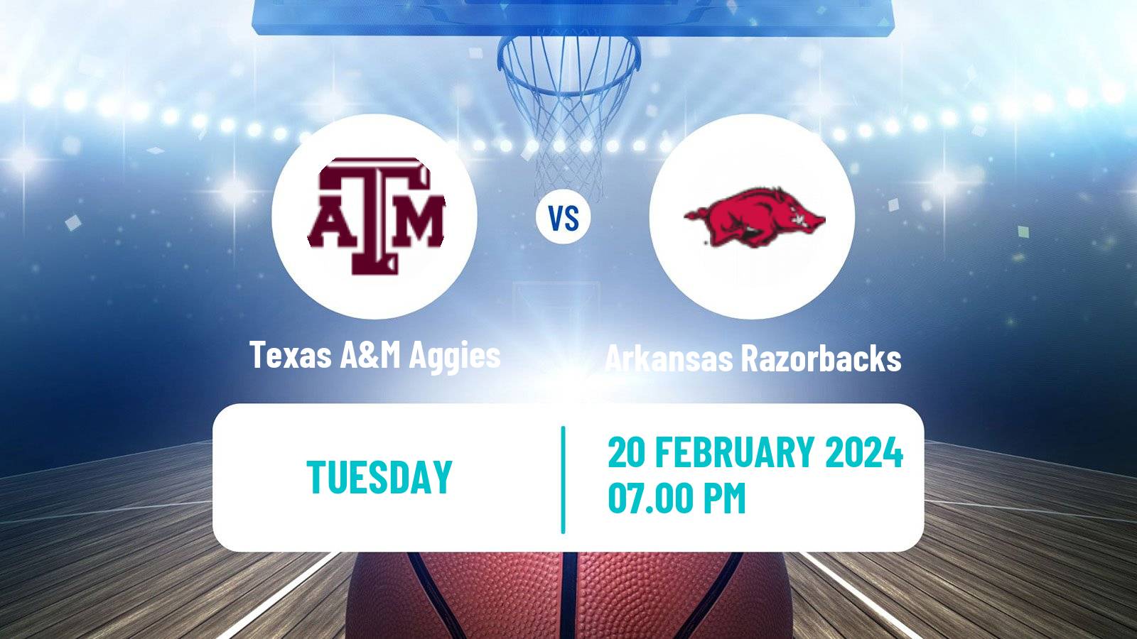 Basketball NCAA College Basketball Texas A&M Aggies - Arkansas Razorbacks