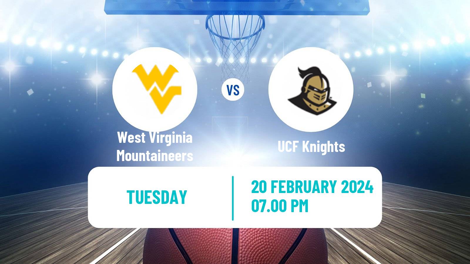 Basketball NCAA College Basketball West Virginia Mountaineers - UCF Knights