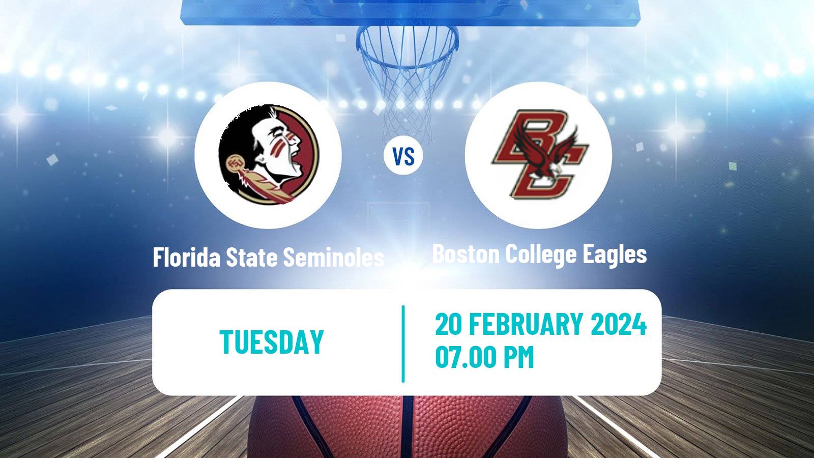 Basketball NCAA College Basketball Florida State Seminoles - Boston College Eagles