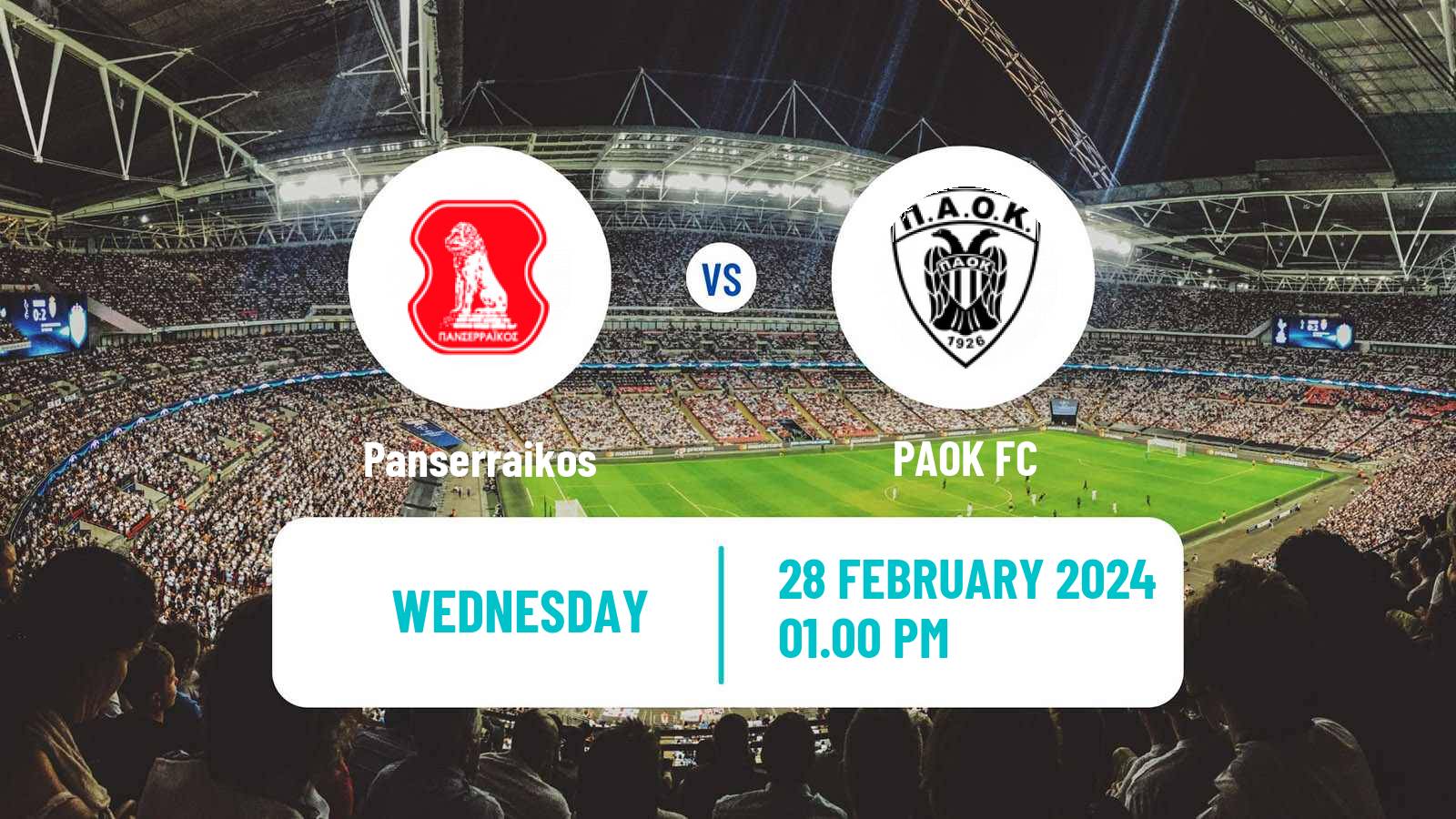 Soccer Greek Super League Panserraikos - PAOK