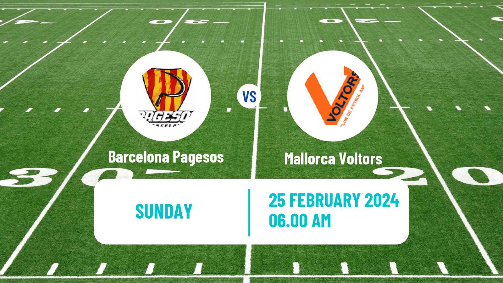 American football Spanish LNFA Serie A Barcelona Pagesos - Mallorca Voltors