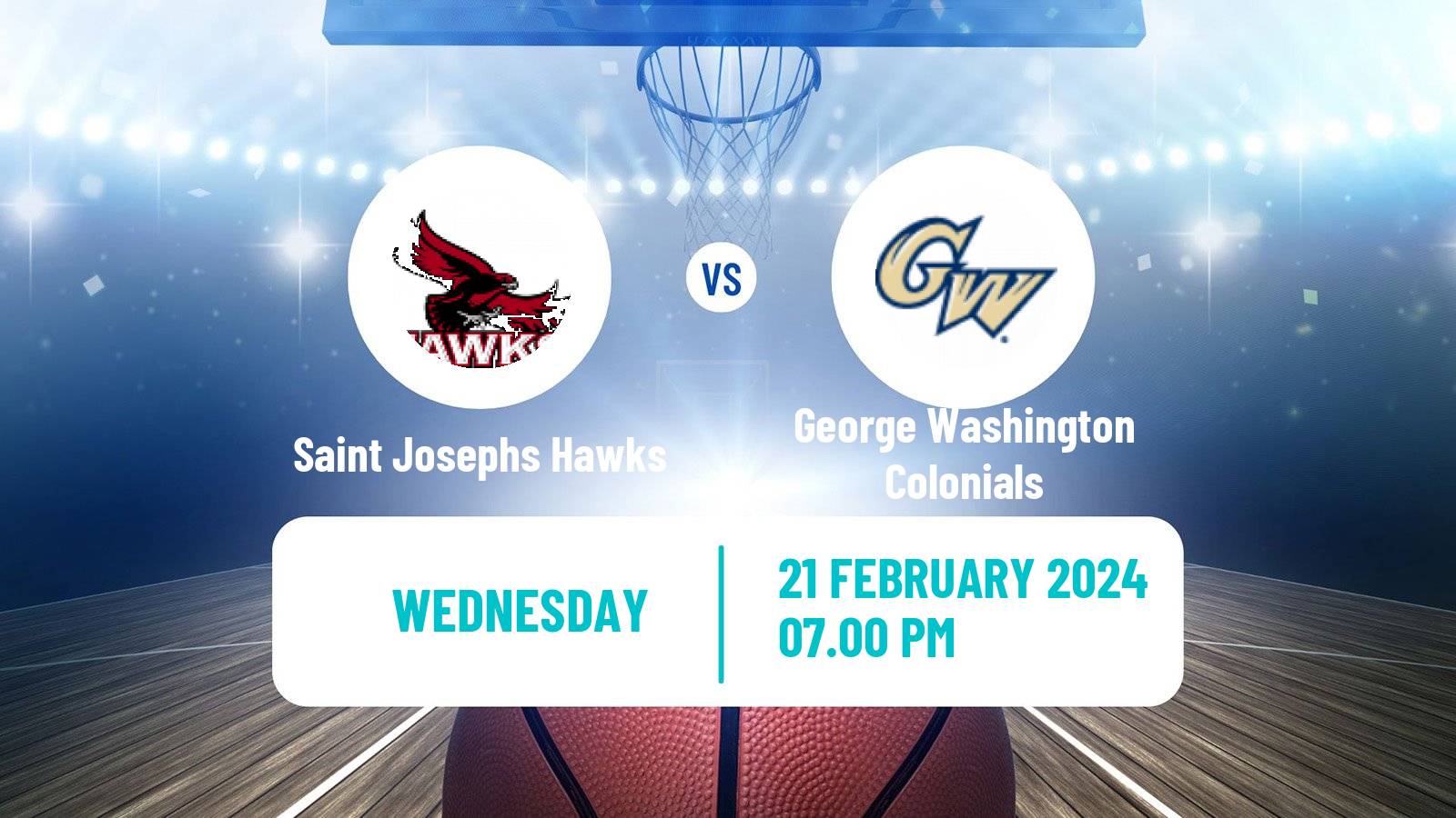 Basketball NCAA College Basketball Saint Josephs Hawks - George Washington Colonials