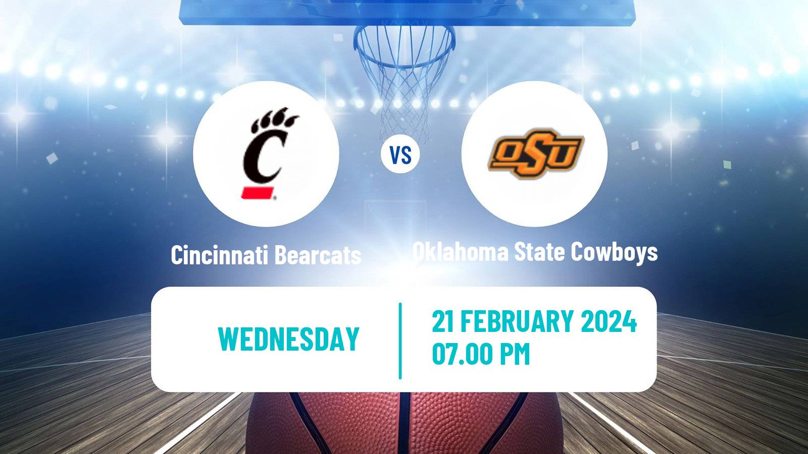 Basketball NCAA College Basketball Cincinnati Bearcats - Oklahoma State Cowboys