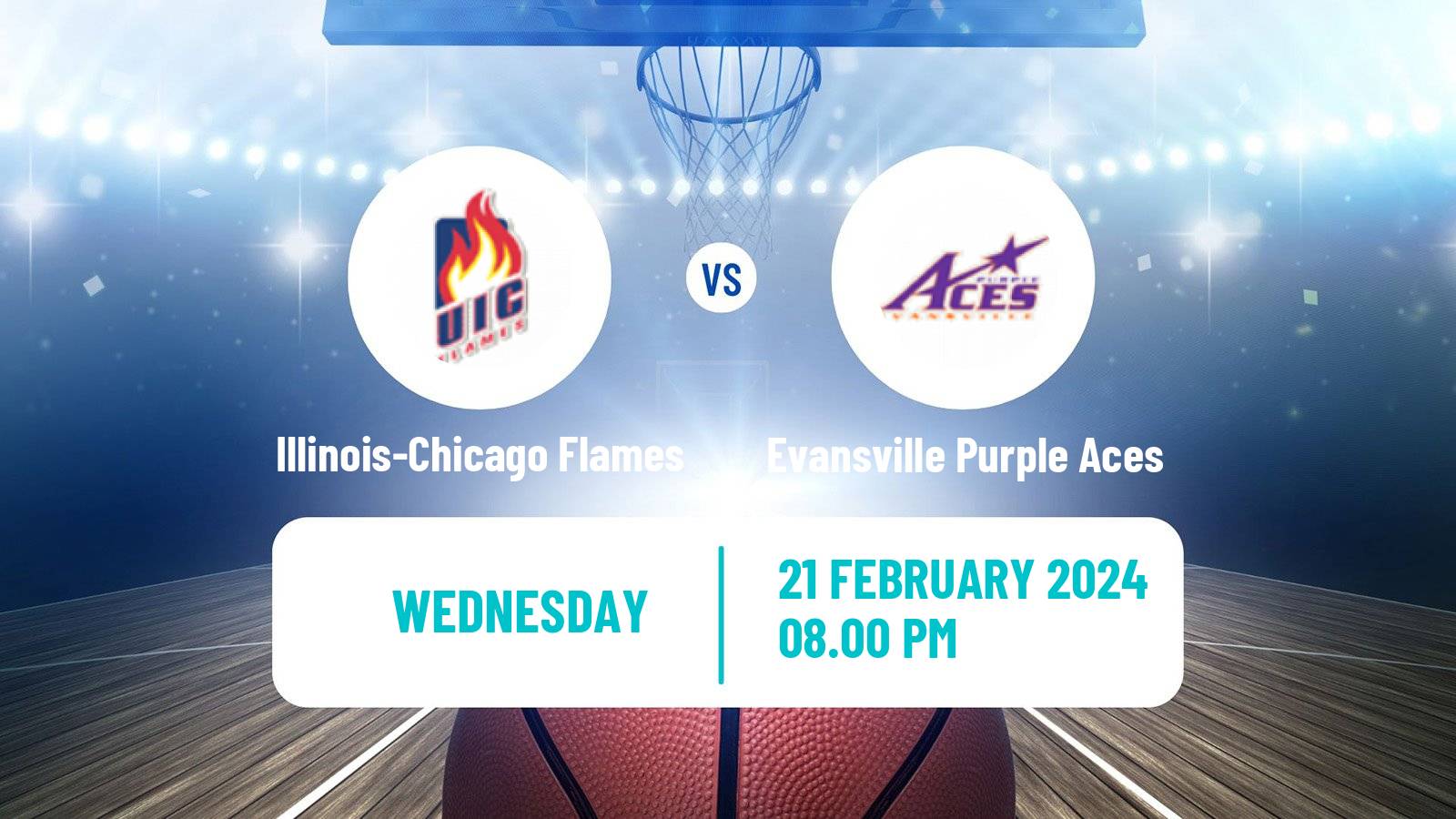 Basketball NCAA College Basketball Illinois-Chicago Flames - Evansville Purple Aces