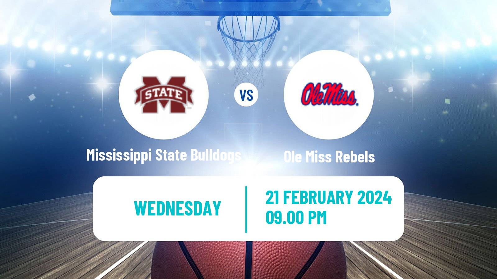 Basketball NCAA College Basketball Mississippi State Bulldogs - Ole Miss Rebels
