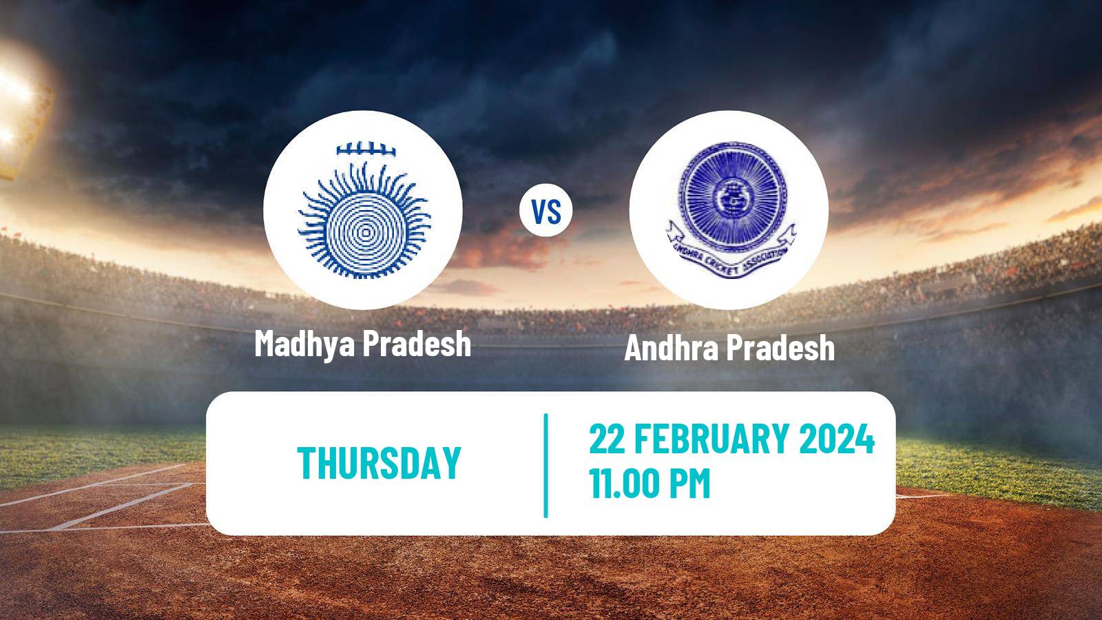 Cricket Ranji Trophy Madhya Pradesh - Andhra Pradesh