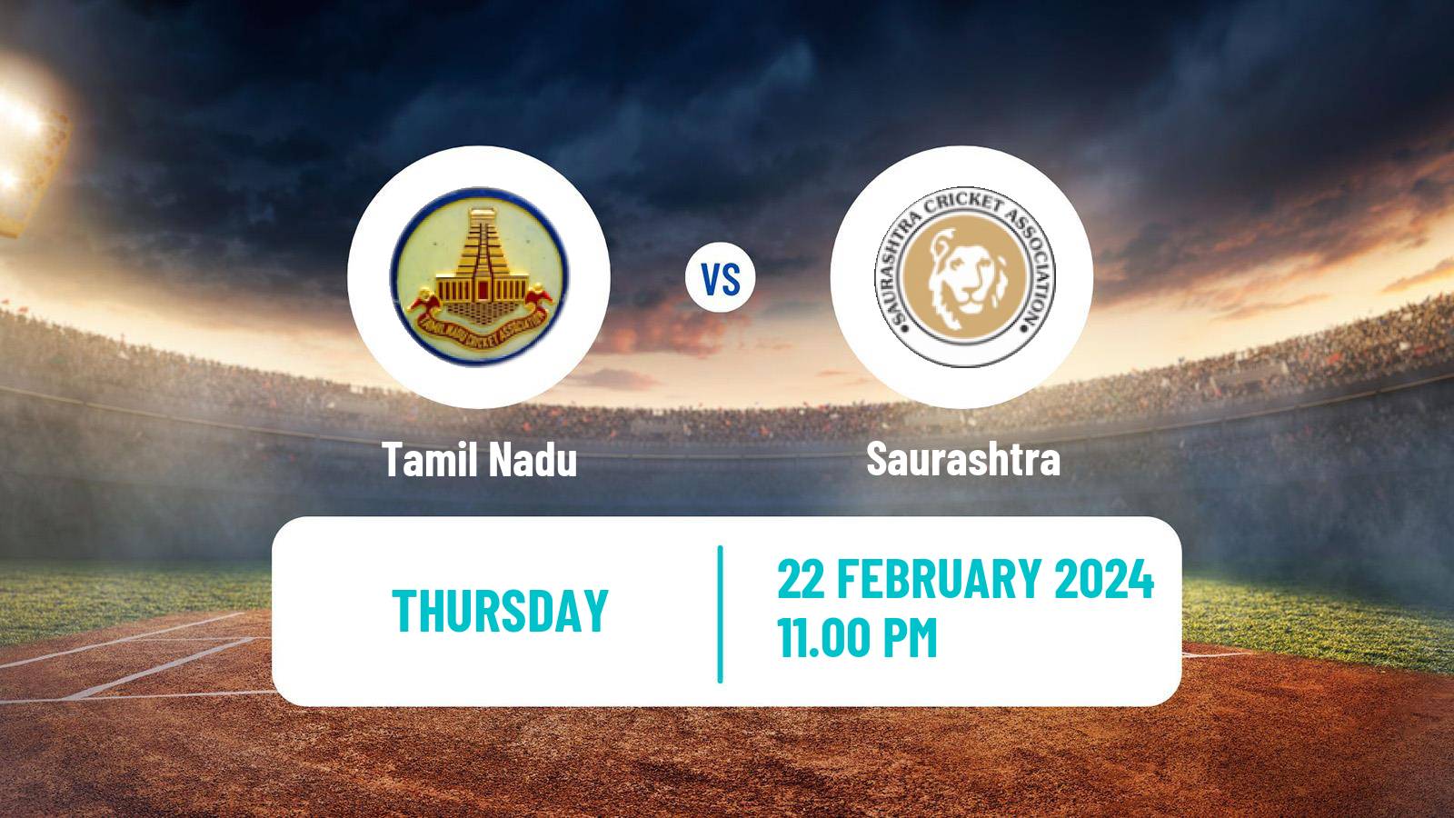 Cricket Ranji Trophy Tamil Nadu - Saurashtra