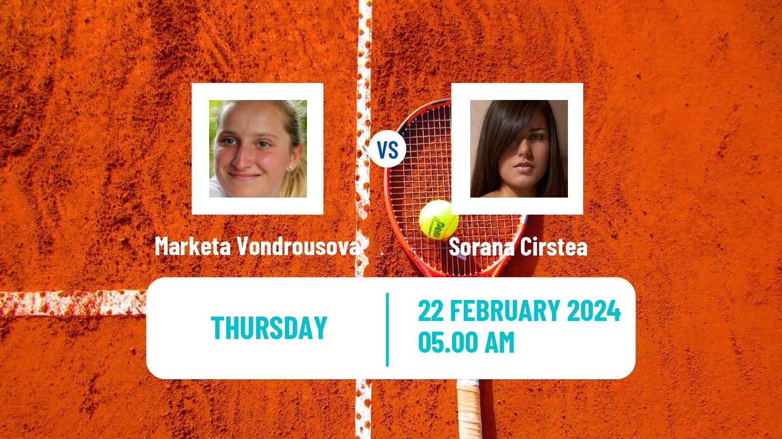 Tennis WTA Dubai Marketa Vondrousova - Sorana Cirstea