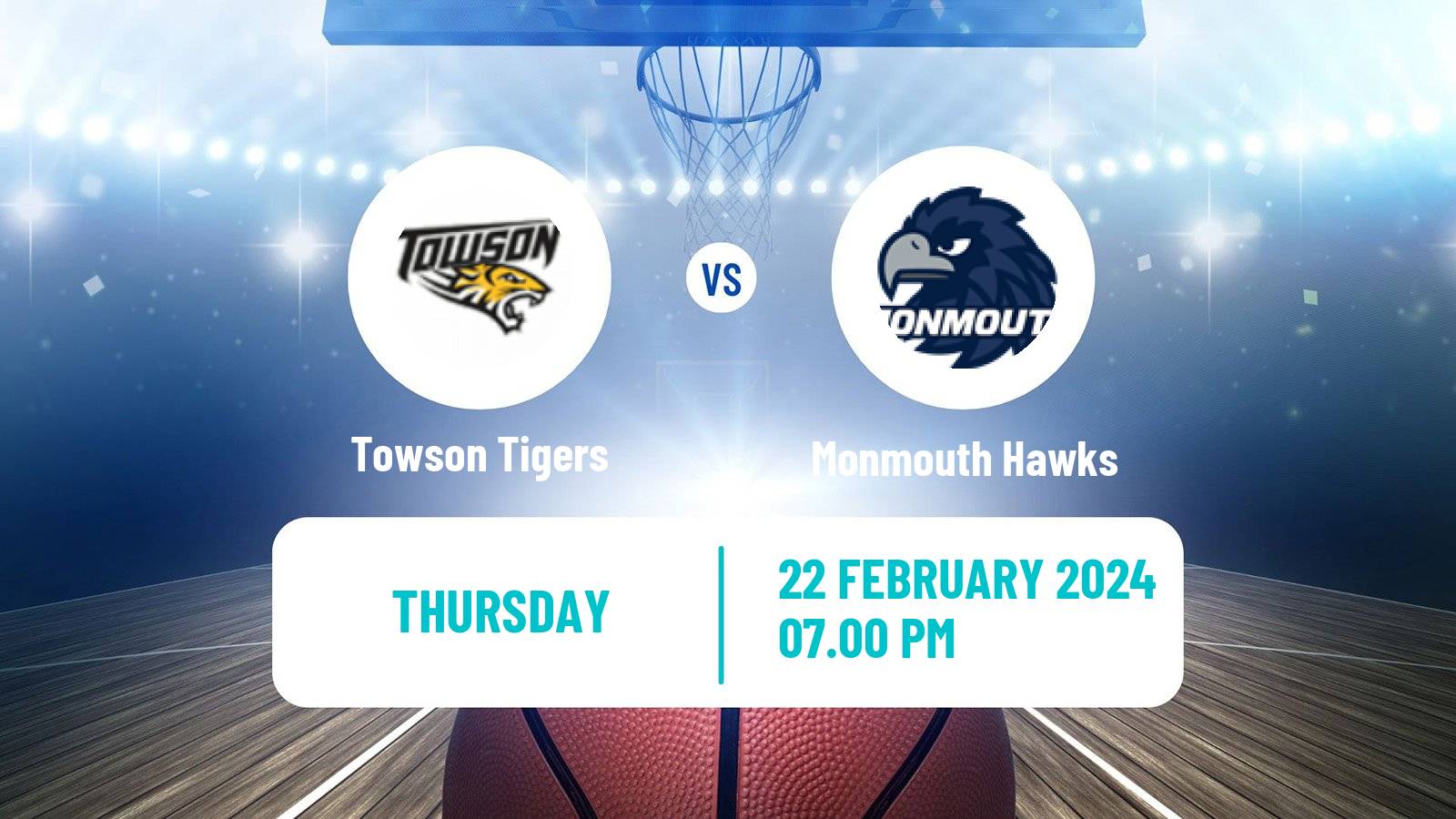 Basketball NCAA College Basketball Towson Tigers - Monmouth Hawks