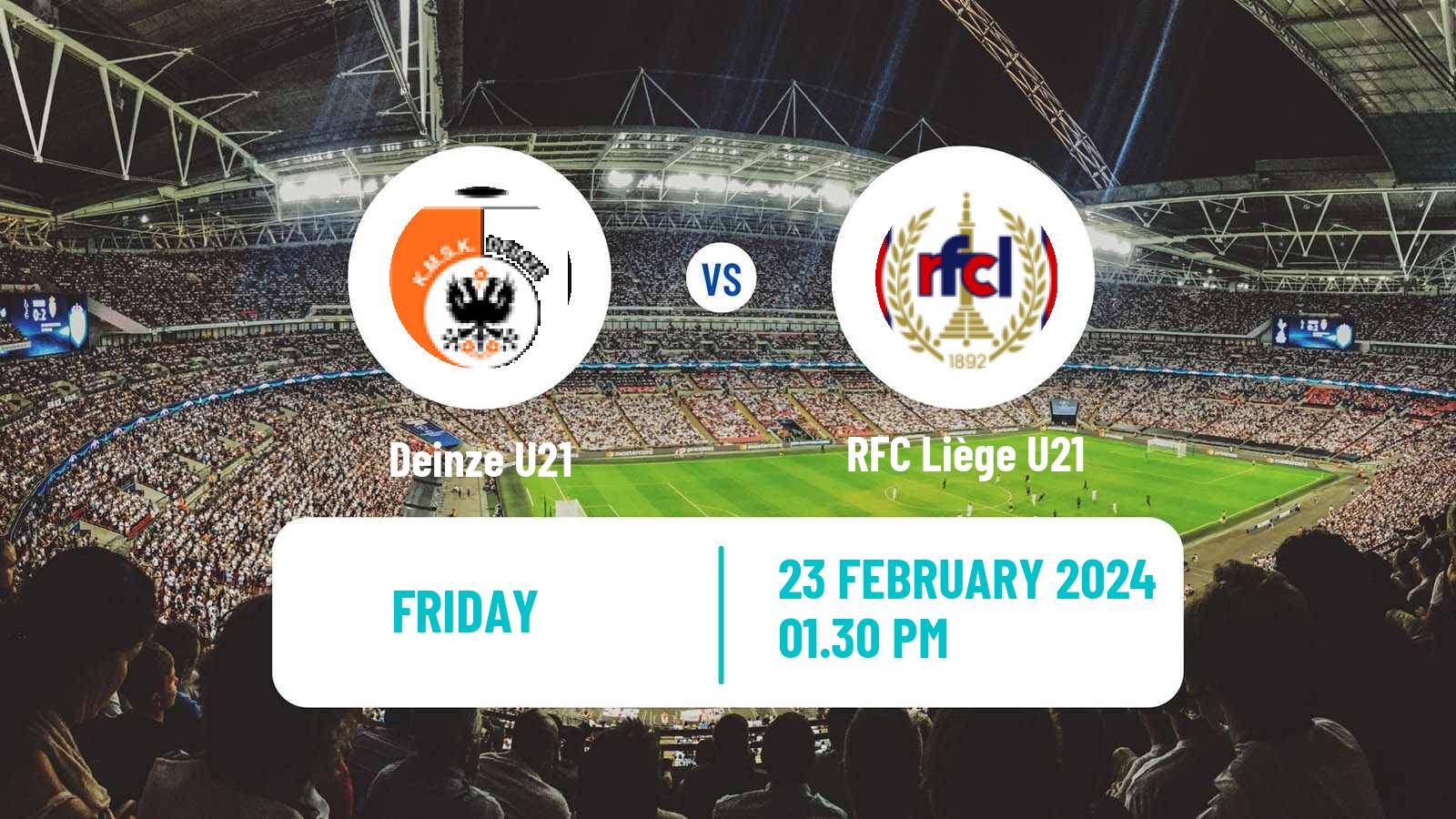 Soccer Belgian Pro League U21 Deinze U21 - RFC Liège U21