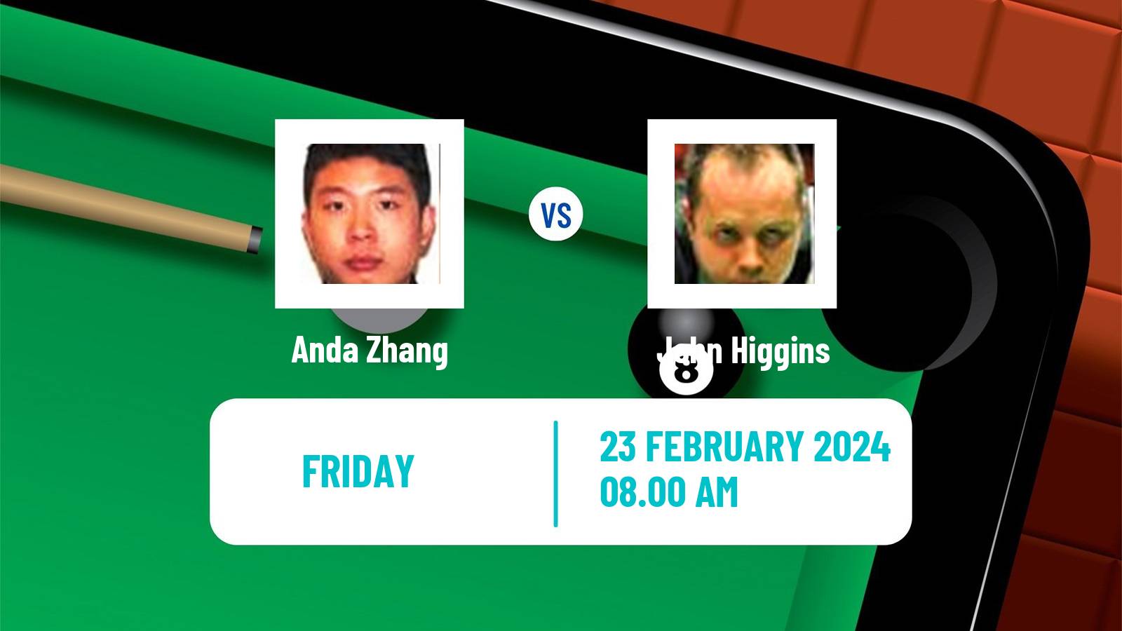 Snooker Players Championship Anda Zhang - John Higgins