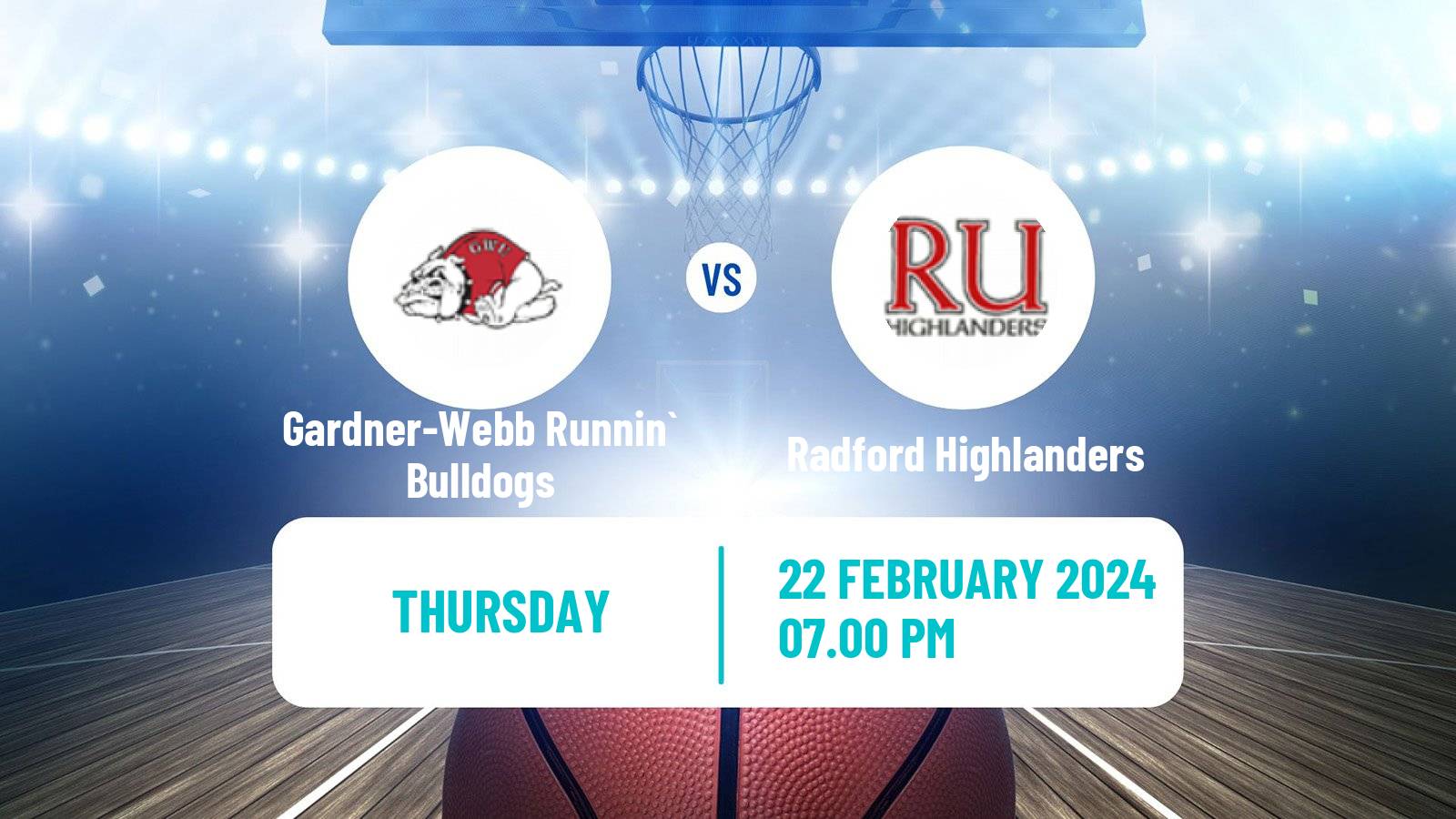 Basketball NCAA College Basketball Gardner-Webb Runnin` Bulldogs - Radford Highlanders