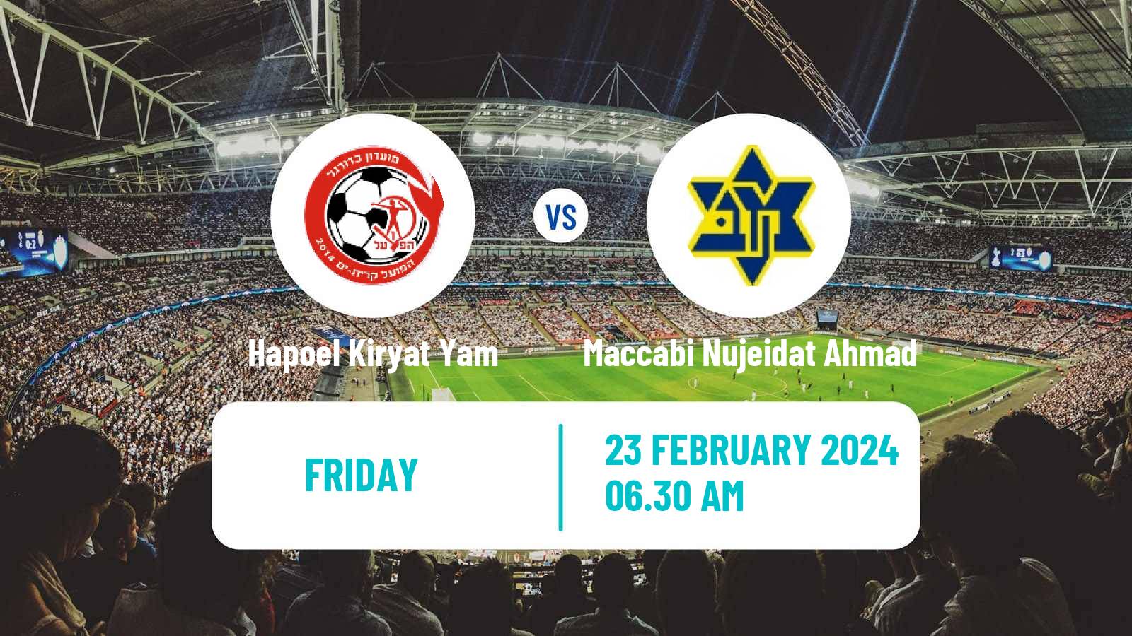 Soccer Israeli Liga Alef North Hapoel Kiryat Yam - Maccabi Nujeidat Ahmad