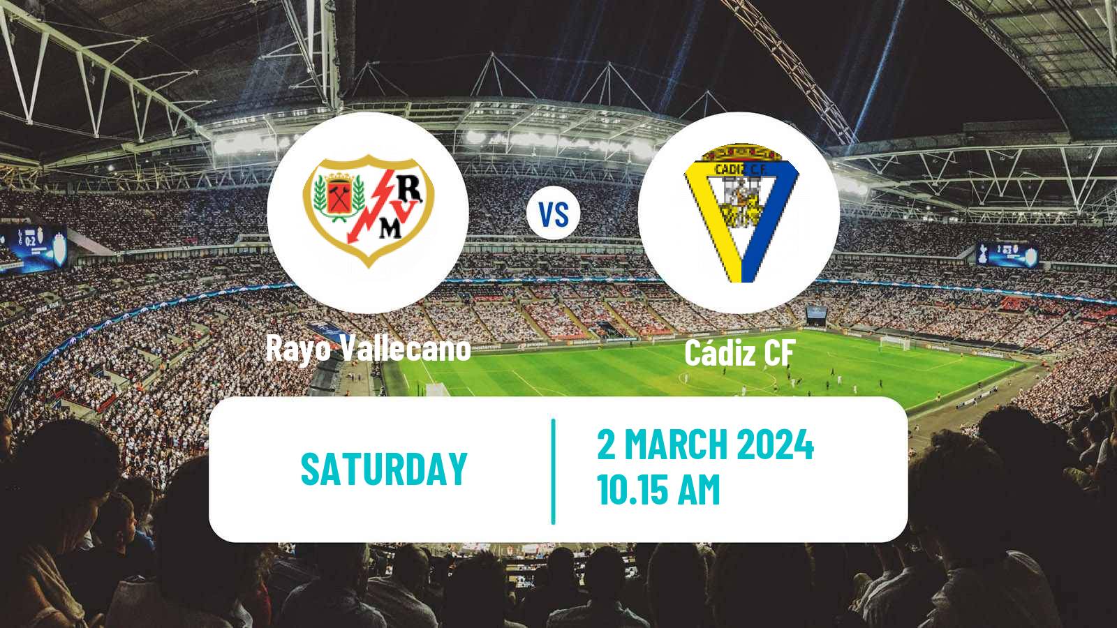Soccer Spanish LaLiga Rayo Vallecano - Cádiz