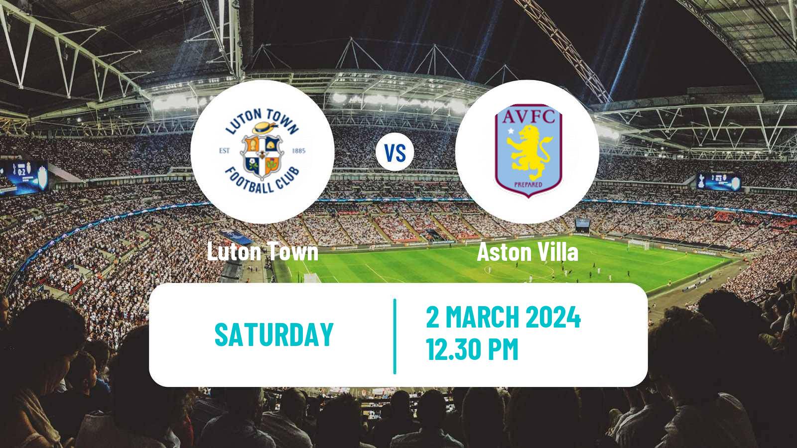 Soccer English Premier League Luton Town - Aston Villa