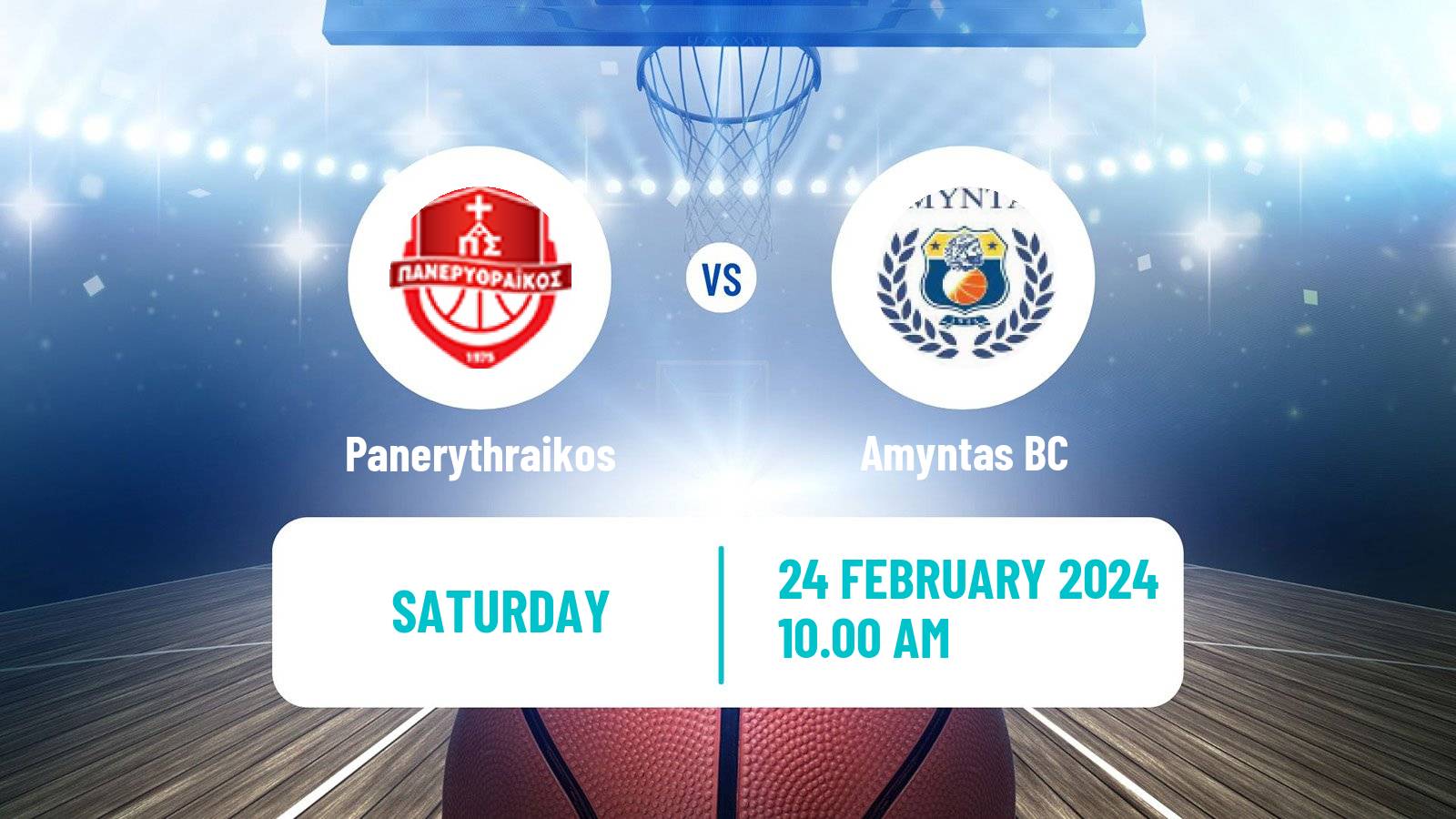 Basketball Greek Elite League Basketball Panerythraikos - Amyntas