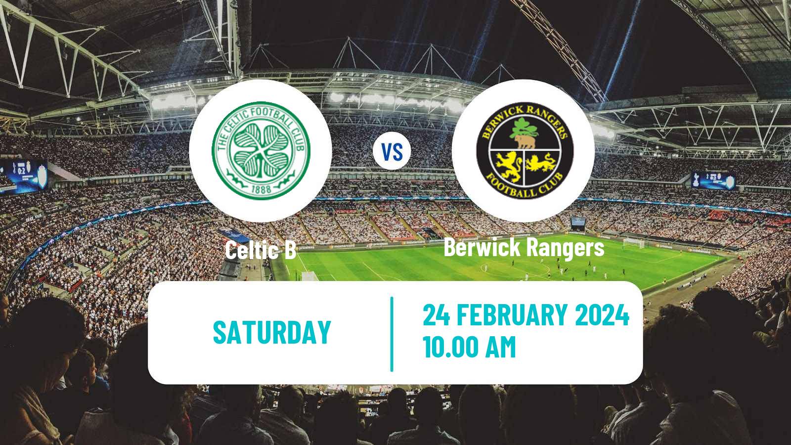 Soccer Scottish Lowland League Celtic B - Berwick Rangers